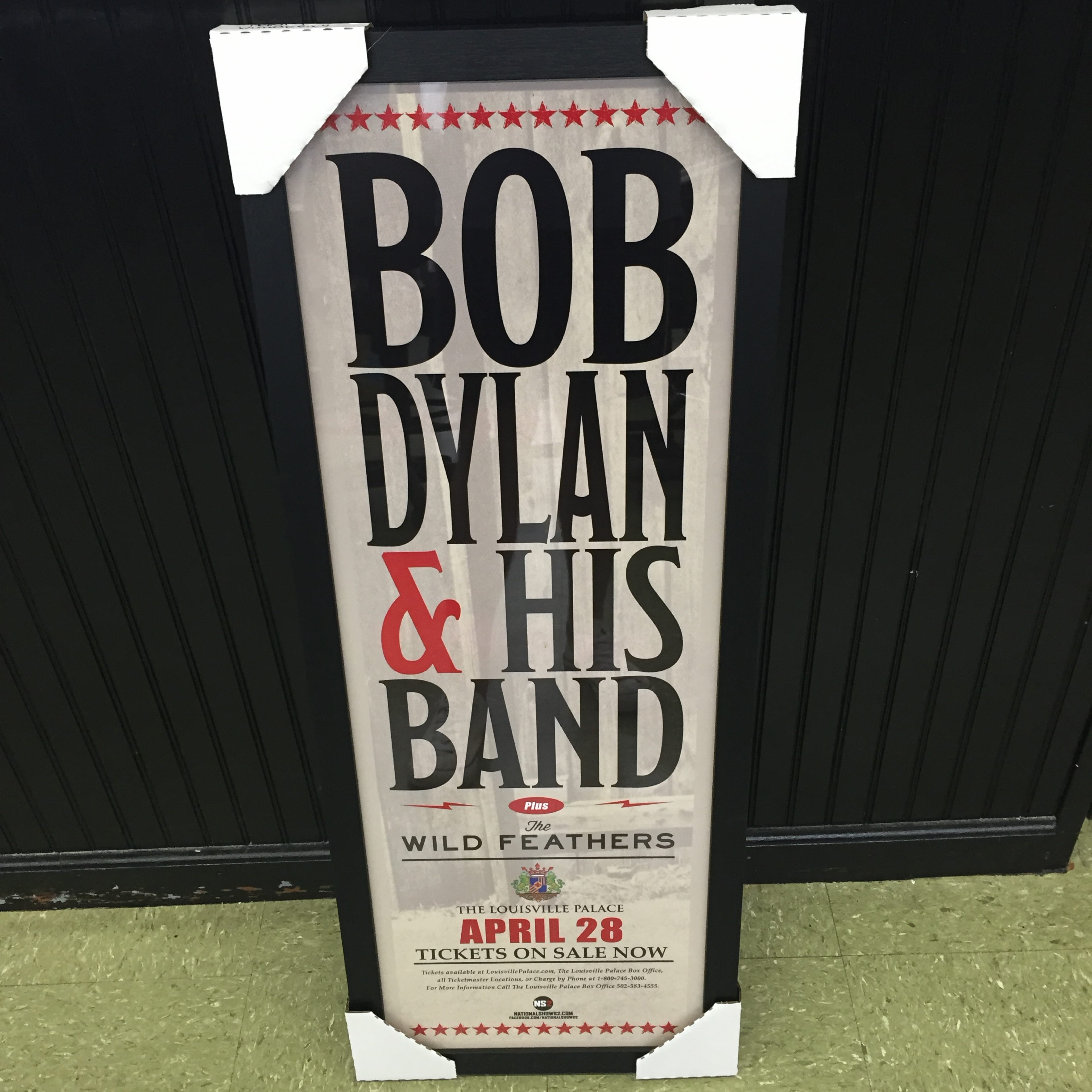 Tall Bob Dylan and His Band poster naming The Wild Feathers as support at the Louisville Palace on April 28.