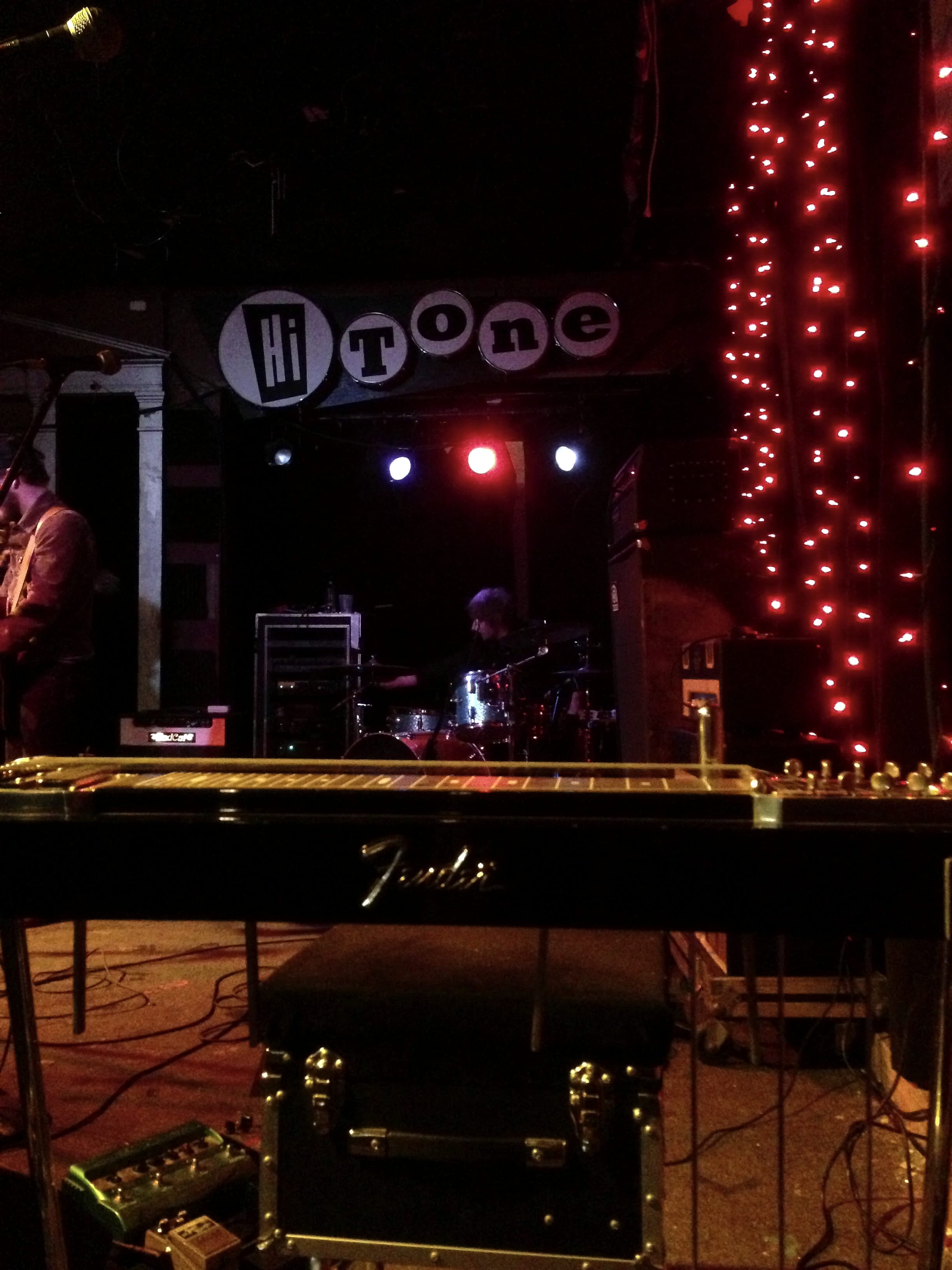 The Hi-Tone stage sign photographed in Memphis on the second Southern Residency night there.