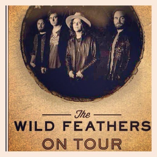 Square sepia Wild Feathers On Tour promotional design with four band members framed in a circular opening.