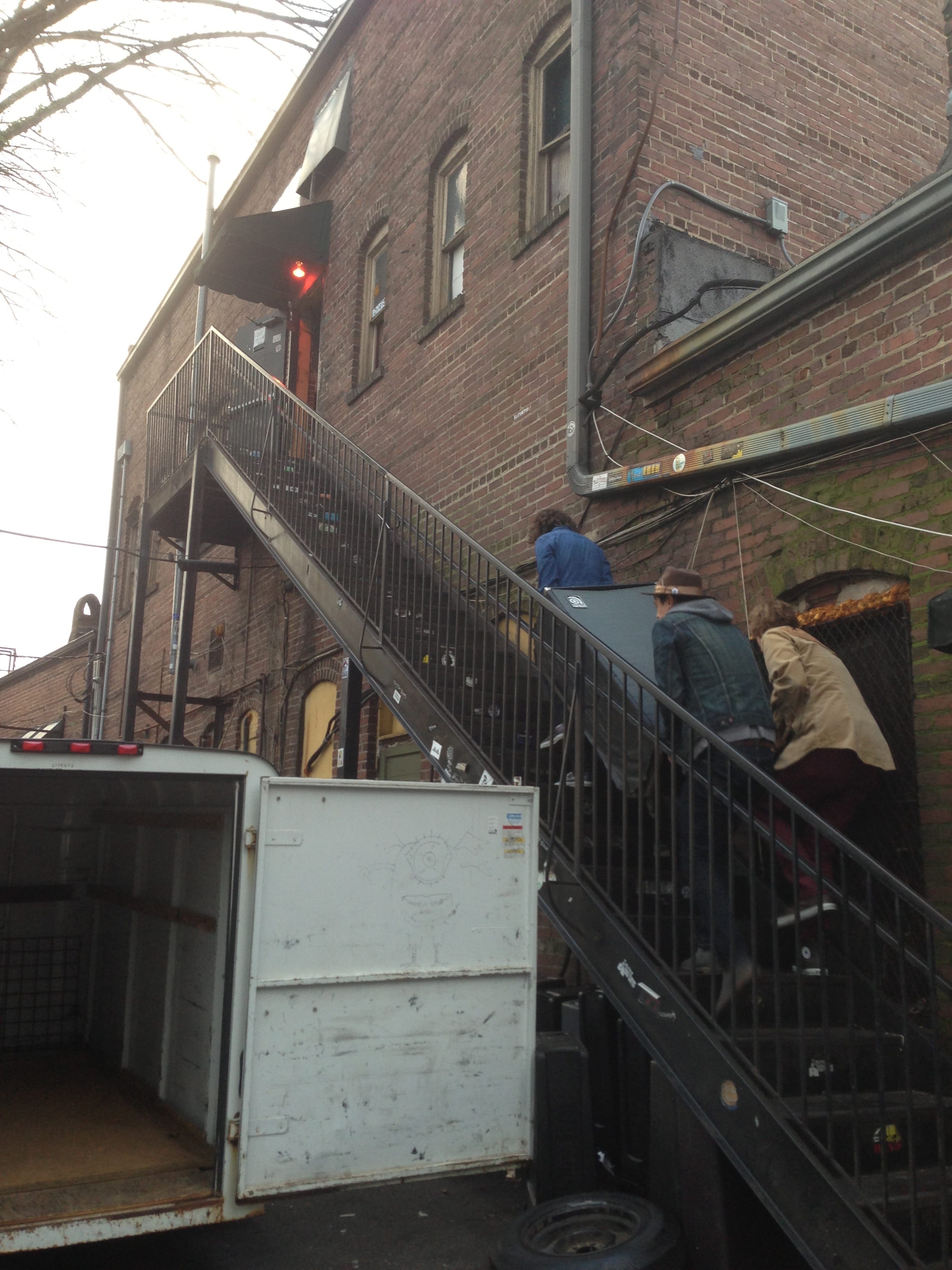 A backstage stairway photographed at Smith's Olde Bar in Atlanta.